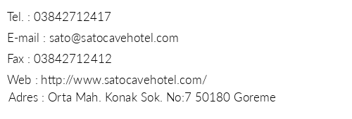 ato Cave Hotel Cappadocia telefon numaralar, faks, e-mail, posta adresi ve iletiim bilgileri